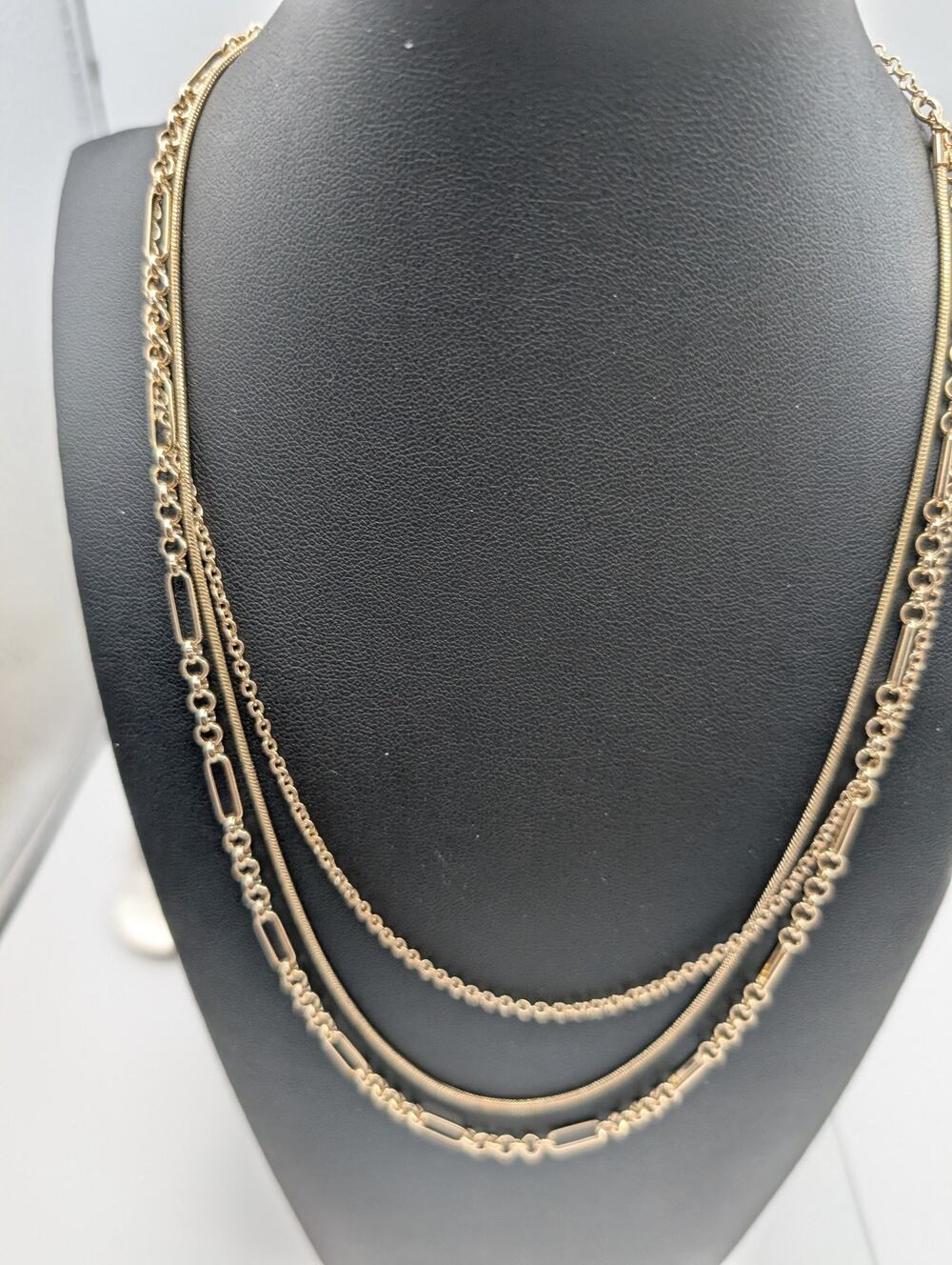 J. Crew Gold Tone Multi-Layered Necklace Set Lobster Clasp Fashion Jewelry